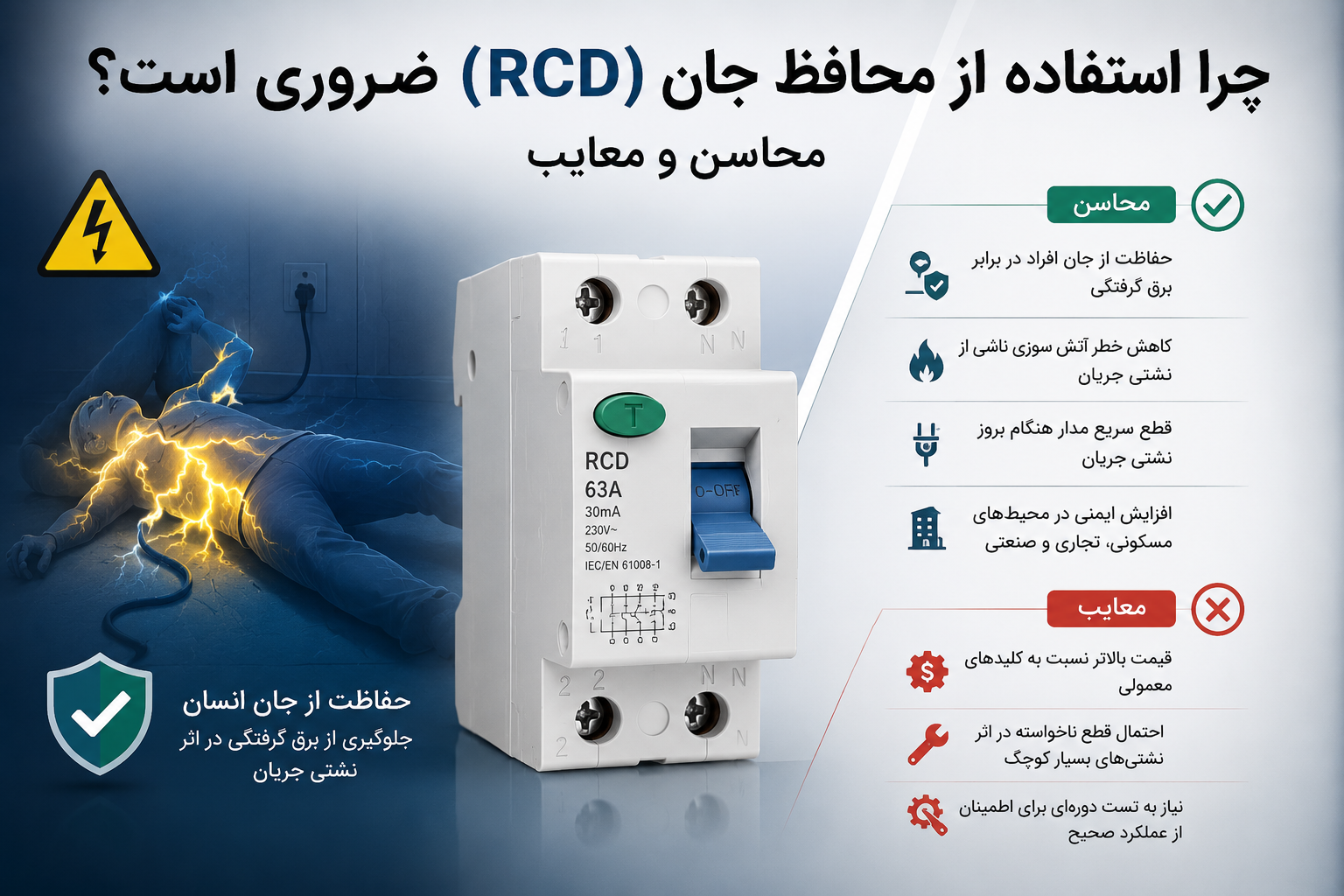 چرا استفاده از محافظ جان (RCD) ضروری است؟ محاسن و معایب